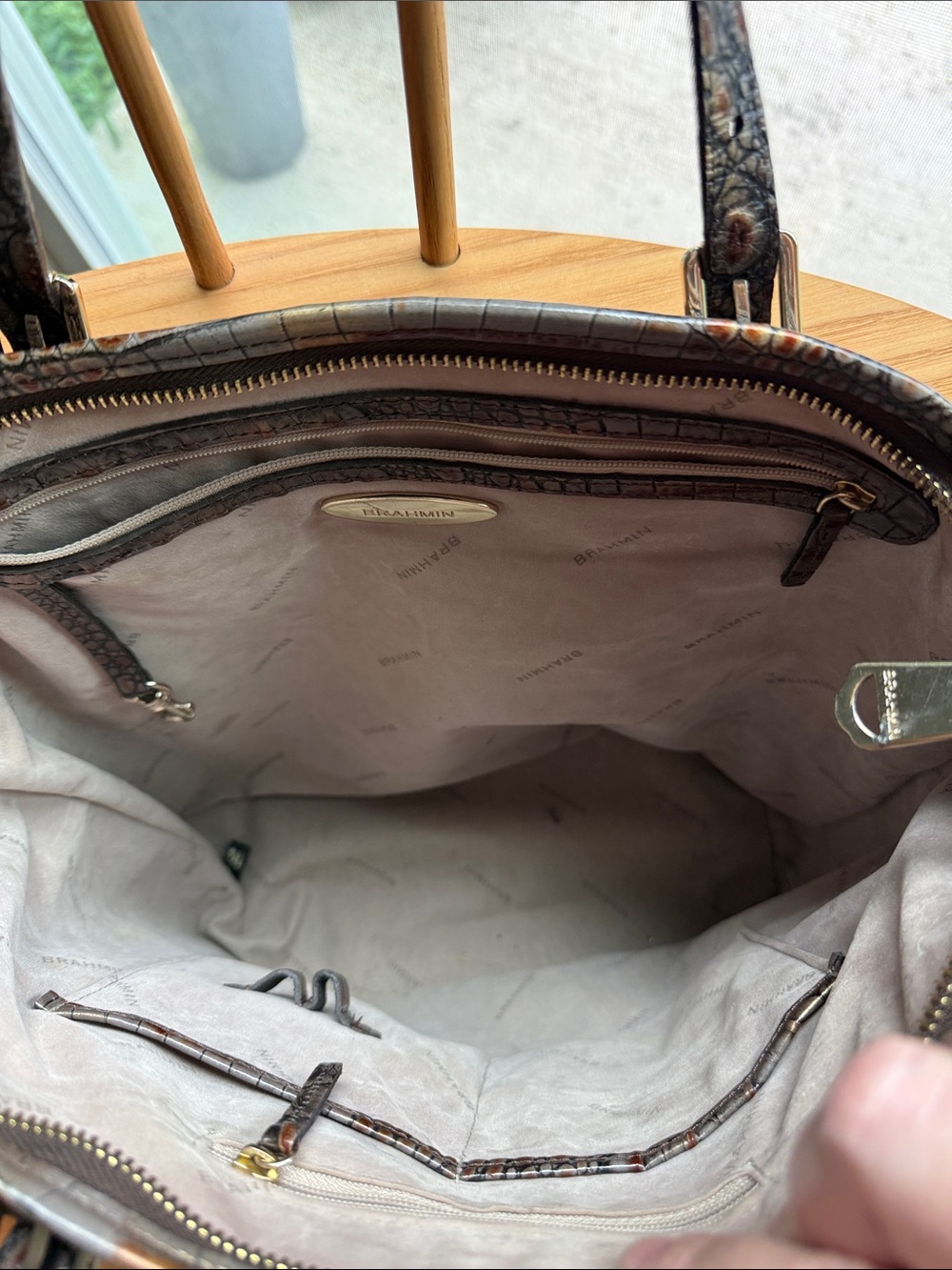 Brahmin Medium Asher Tote Pecan Melbourne Croc Embossed Leather Shoulder Bag - Picture 13 of 16